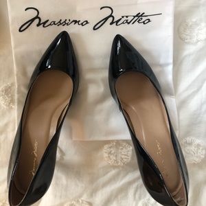 Shiny Black Leather Business 3in Heels, size 7 M